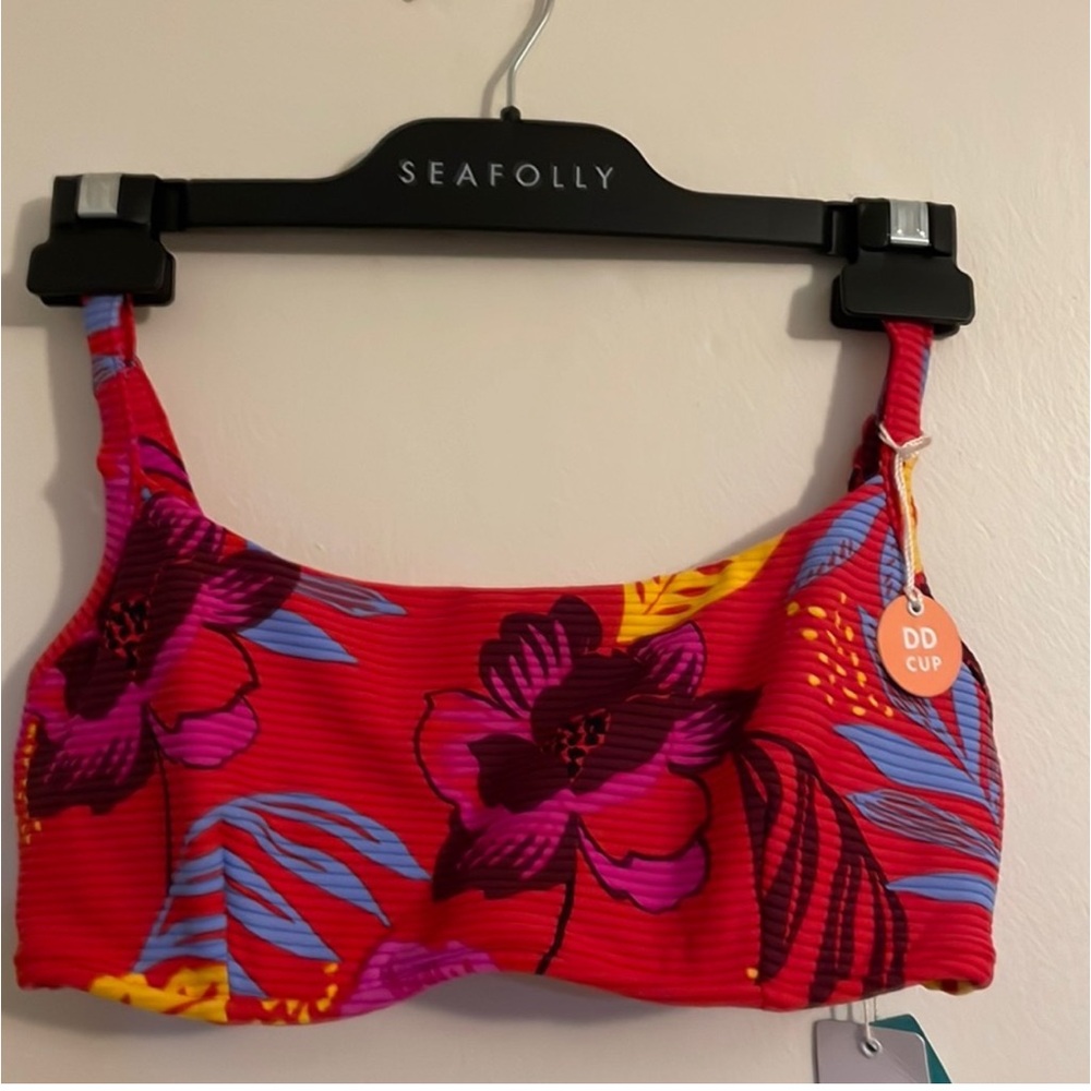 NWT Seafolly On Vacation Square Neck Bikini Top - Sz US 14 DD - Color: Chili